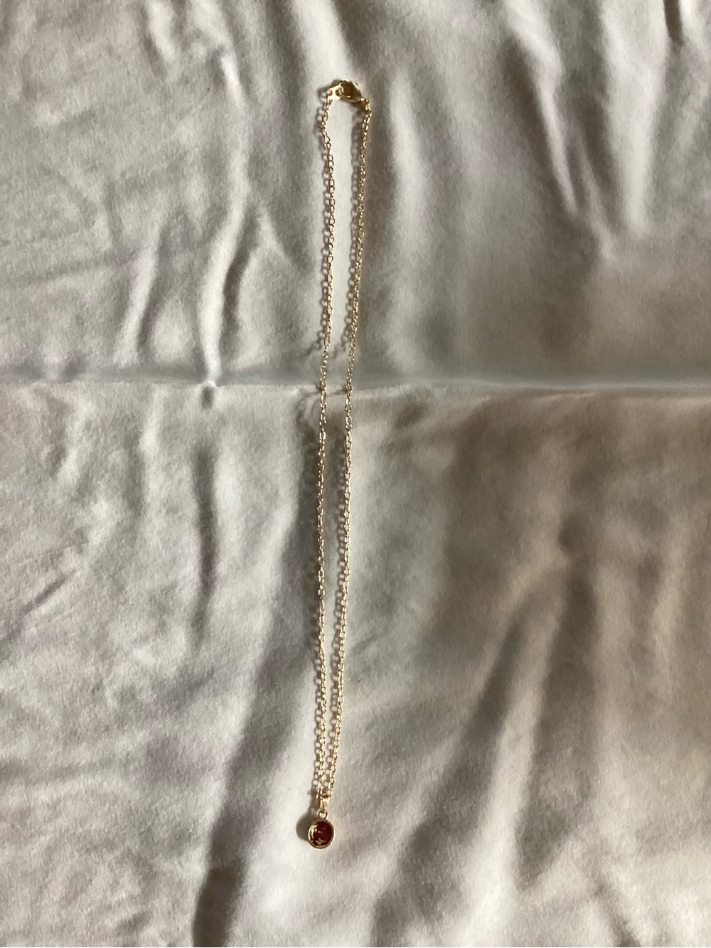 Gold Chain Necklace with Red Pendant